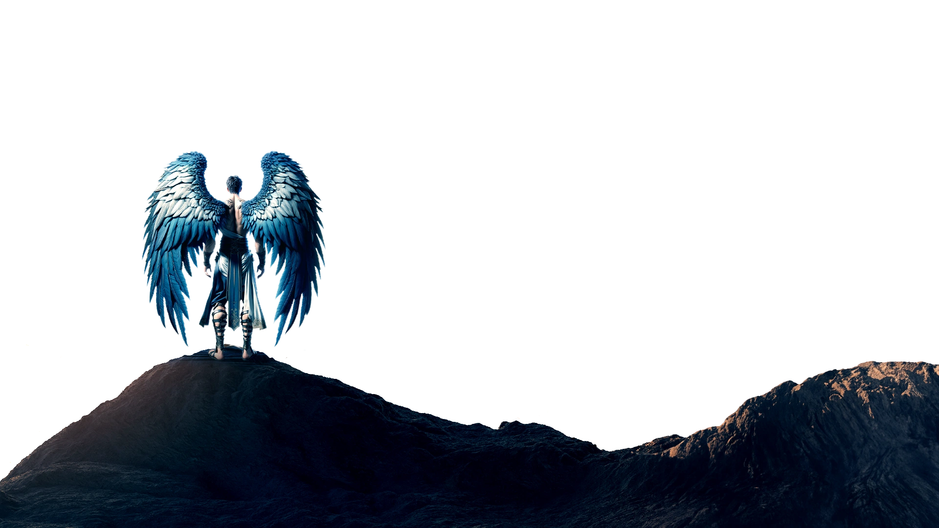 Icarus standing on a mountain peak
